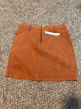 She + Sky Rust Orange A-Line Midi Skirt